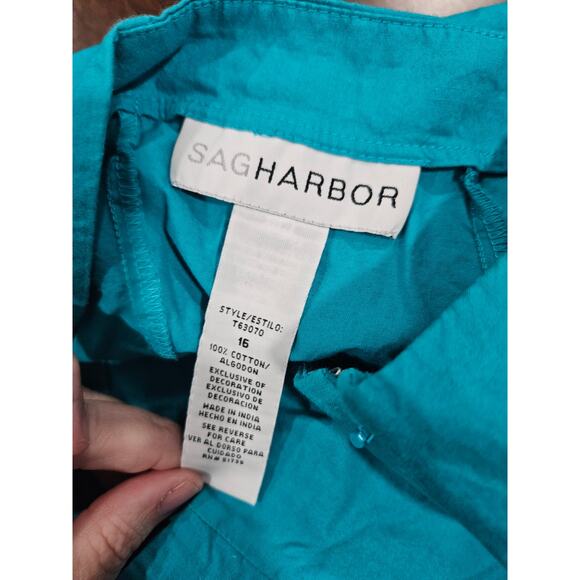 Vintage Sag Harbor Turquoise Embroidered Sequin Cotton Skirt Size 16 Art to Wear - Picture 5 of 7